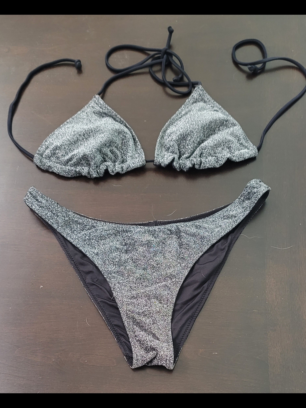 PINK Victoria's Secret Silver Shimmer Triangle Bikini